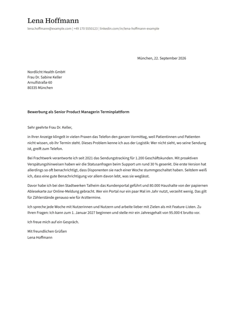 DIN 5008: Anschreiben