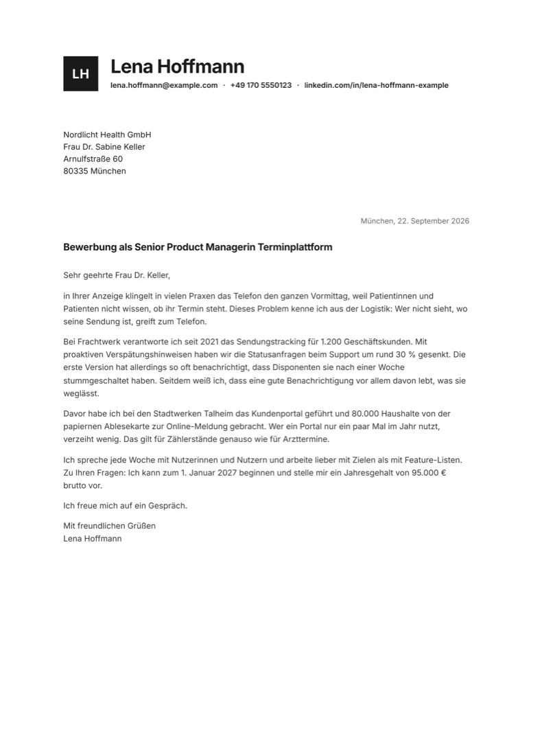 Sidebar: Anschreiben