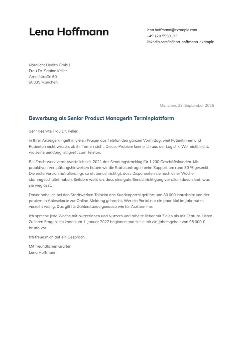 Statement: Anschreiben